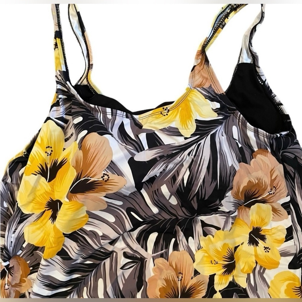 Beach Belle side tie blouson tankini set Everlasting floral black size 16 EUC - Picture 10 of 12